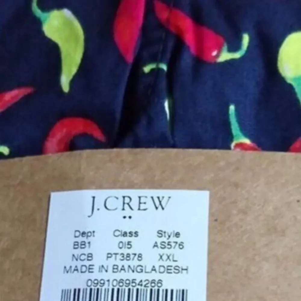 J Crew Men's Boxer Shorts‎ Red Hot Chili Allover Print 100% Cotton Large 2 Sets